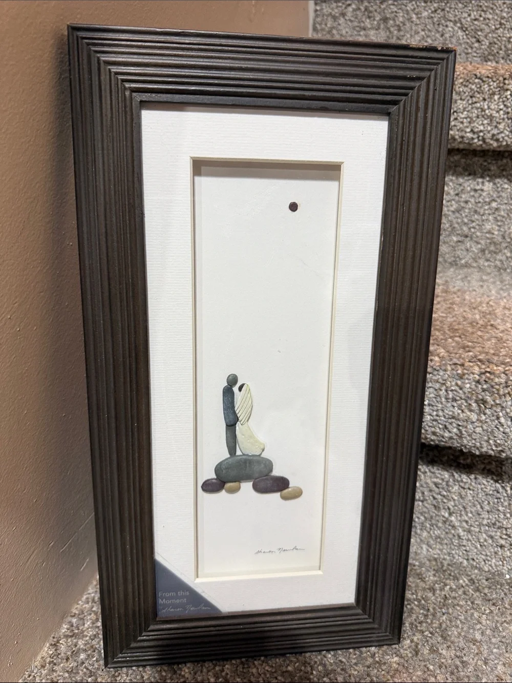 NEW Sharon Nowlan From This Moment Framed Picture 3D Wood & Stone Beach Wedding